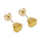 9ct yellow gold 5mm citrine CZ stud Earrings
