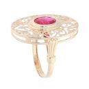 14ct Yellow Gold Red Gemstone Filigree Ring