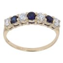 14ct Yellow Gold Sapphire And Cubic Zirconia Ring