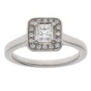Platinum 0.60ct Princess And Brilliant Cut Diamond Cluster Ring