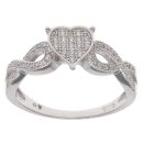 Silver Cubic Zirconia Heart Crossover Ring
