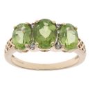 9ct Yellow Gold 0.05ct Diamond And Peridot Three Stone Ring