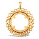 9ct Yellow Gold Full Sovereign Pendant Mount - Loops Edge