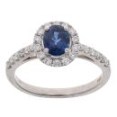 18ct White Gold 0.25ct Diamond And Sapphire Cluster Ring