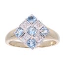 9ct Yellow Gold Created Blue Topaz And Diamond Ring