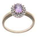 9ct Yellow Gold 0.15ct Diamond and Amethyst Cluster Ring