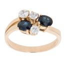 14ct Yellow Gold Cubic Zirconia And Sapphire Ring