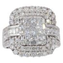 18ct White Gold 2.00ct Brilliant And Baguette Cut Diamond Cluster Ring