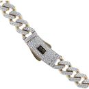14ct Yellow Gold Monaco Curb Classic Full Cubic Zirconia Pave Lock Chain 20"