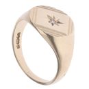 9ct Yellow Gold 0.05ct Diamond Patterned Signet Ring