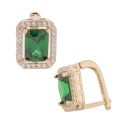 14ct Yellow Gold Green Gemstone And Cubic Zirconia Cluster Earrings