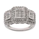 18ct White Gold 1.00ct Diamond Cluster Ring