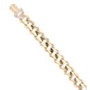 14ct Yellow Gold Monaco Curb Edge Cubic Zirconia Pave Lock Bracelet 8.5"