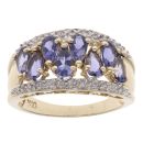 9ct Yellow Gold 0.05ct Diamond And Tanzanite Ring