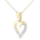 9ct Yellow Gold Diamond Heart Pendant Necklace