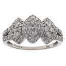 9ct White Gold 1.00ct Diamond Cluster Ring