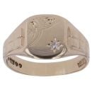 9ct Yellow Gold 0.01ct Diamond and Signet Ring