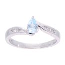 9ct White Gold Blue Topaz and Diamond Pear Twist Ring