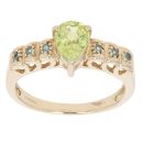 9ct Yellow Gold Blue Gemstone And Peridot Ring