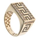 14ct Yellow Gold Cubic Zirconia And Black Gemstone Signet Ring