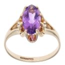 9ct Yellow Gold Amethyst Single Stone Ring