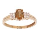 14ct Yellow Gold Green Beryl And Cubic Zirconia Ring