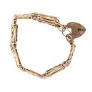 9ct Yellow Gold Heart Lock Gate Bracelet 6.5"