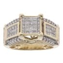 9ct Yellow Gold 1.10ct Diamond Cluster Ring