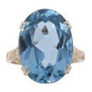9ct Yellow Gold Blue Created Spinel Solitaire Ring