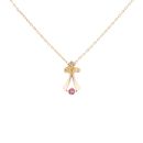 9ct Yellow Gold 0.05ct Diamond And Pink Gemstone Pendant And Chain 16"