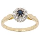18ct Yellow Gold 0.05ct Diamond and Sapphire Cluster Ring