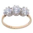 14ct Yellow Gold Cubic Zirconia Three Stone Ring