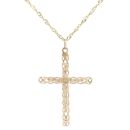 9ct Yellow Gold Floral Crucifix Pendant and Twist Chain 18"