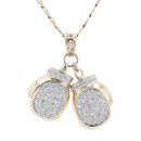 9ct Yellow Gold Cubic Zirconia Boxing Glove Pendant And Chain 24"