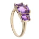 9ct Yellow Gold Amethyst Three Stone Ring