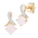 9ct Yellow Gold Opal and Diamond Crossover Stud Earrings