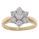 18ct Yellow Gold 1.50ct Brilliant Cut Diamond Cluster Ring