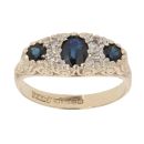 9ct Yellow Gold Sapphire and 0.04ct Diamond Ring