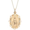 18ct Yellow Gold on Sterling Silver Madonna Filigree Pendant Necklace