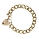 9ct Yellow Gold Heart Lock Charm Bracelet 7"