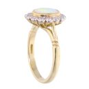 18ct Yellow Gold Opal and 0.35ct Diamond Cluster Ring