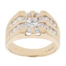 14ct Yellow Gold Cubic Zirconia Cluster Signet Ring