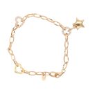 14ct Yellow Gold Cubic Zirconia Star and Hearts Bracelet 7.5"