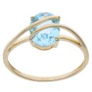 9ct Yellow Gold Blue Topaz Single Stone Crossover Ring