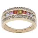 9ct Yellow Gold 0.20ct Diamond and Multi-Gemstone Ring