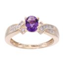 9ct Yellow Gold Created Amethyst And Diamond Ring