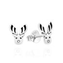 Silver 7x8mm Reindeer Stud Earrings