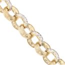 9ct Yellow Gold Patterned & Cubic Zirconia Set Belcher Chain