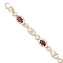 9ct Yellow Gold 0.03ct Diamond And Garnet Bracelet 7.5"