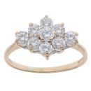 14ct Yellow Gold Cubic Zirconia Cluster Ring